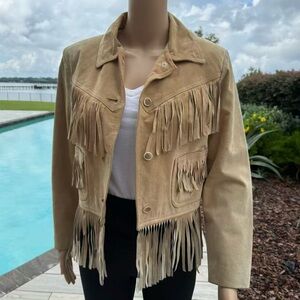 Tan Suede Western Fringe Women's Jacket XS/S
